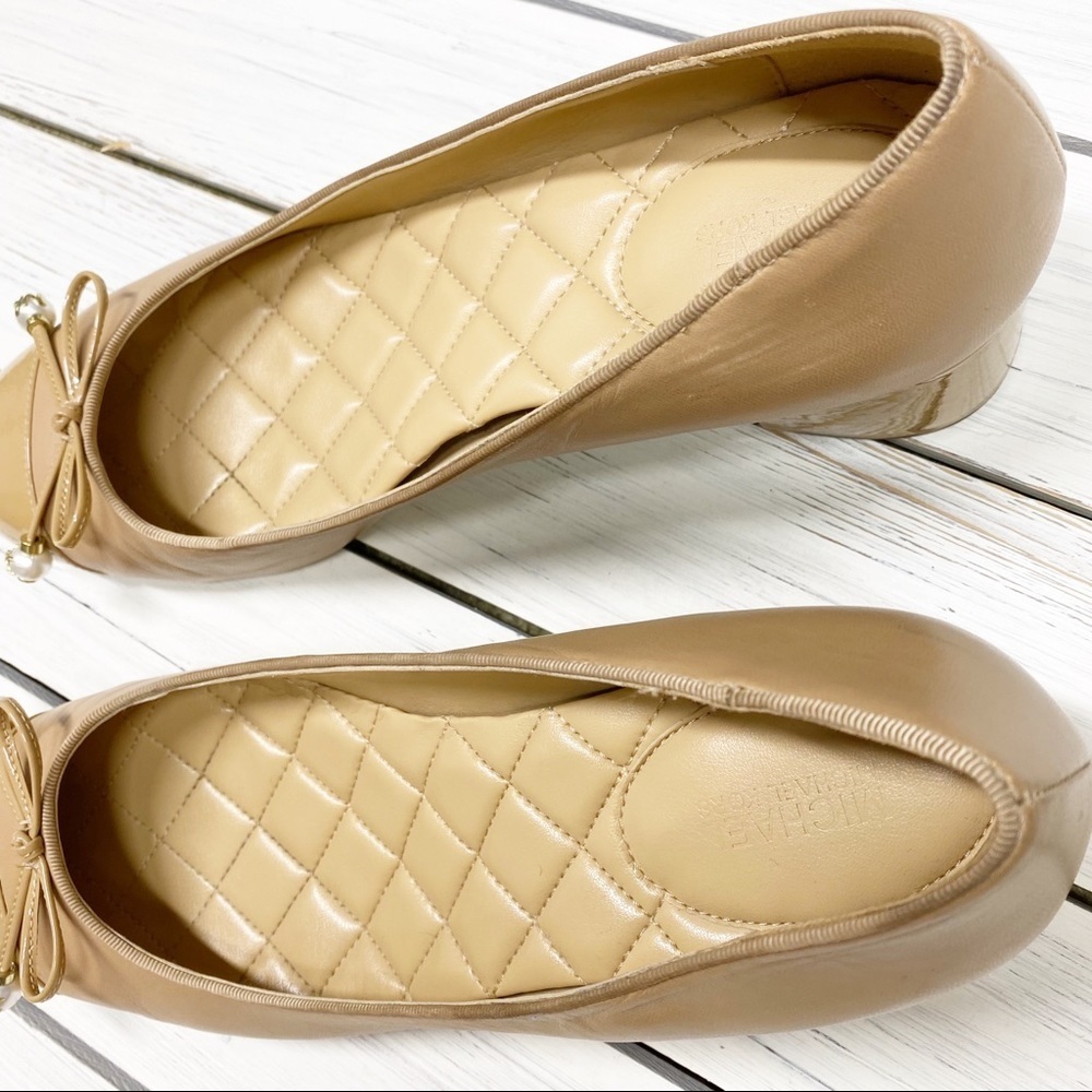 Michael Kors Quilted Nude Beige Patent Leather Ballet Chunky Heel 10 - Picture 4 of 12